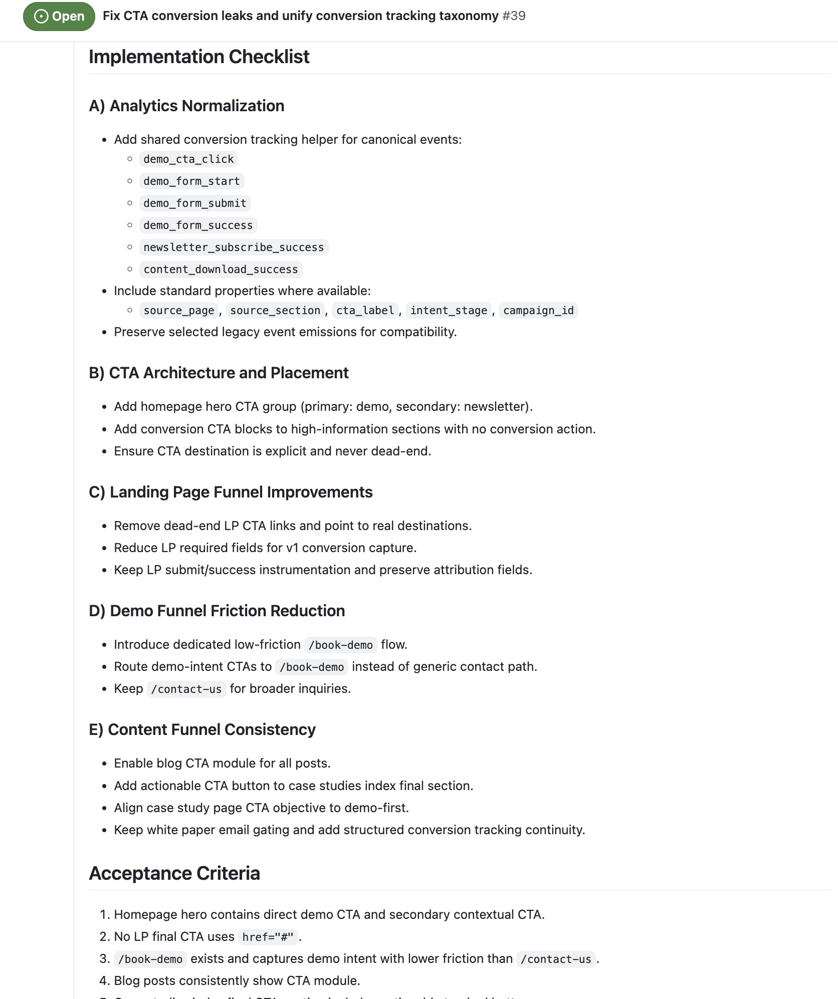 CTA pull request implementation