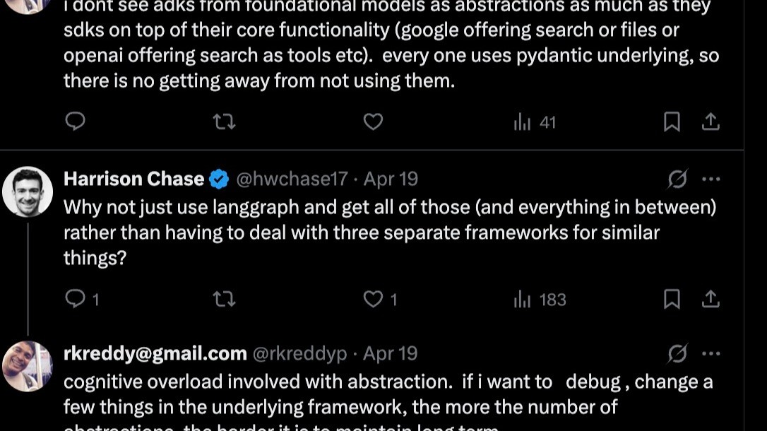 Developer Perspective of AI Agent Frameworks
