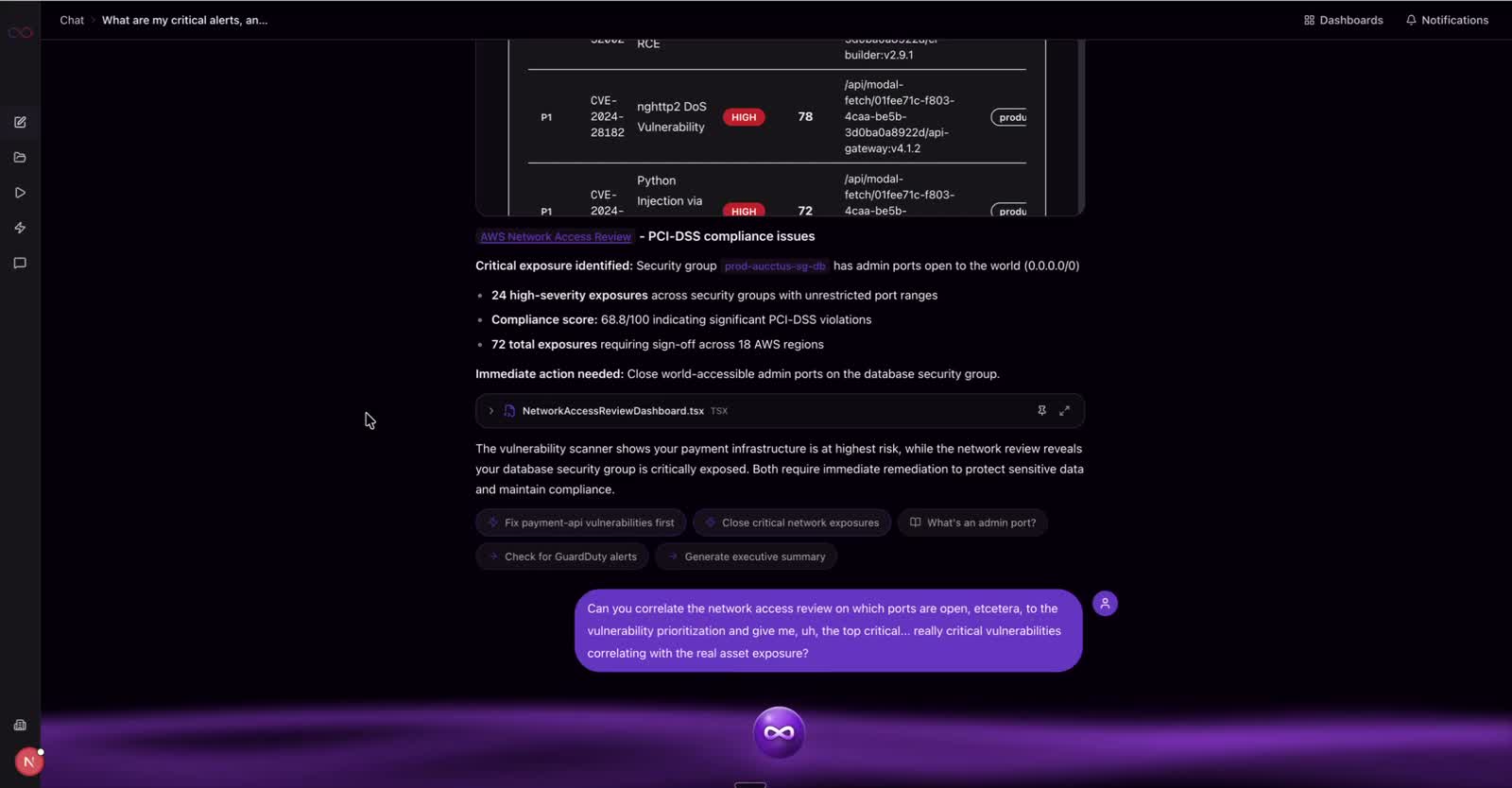 Attack path view triggered from active alert