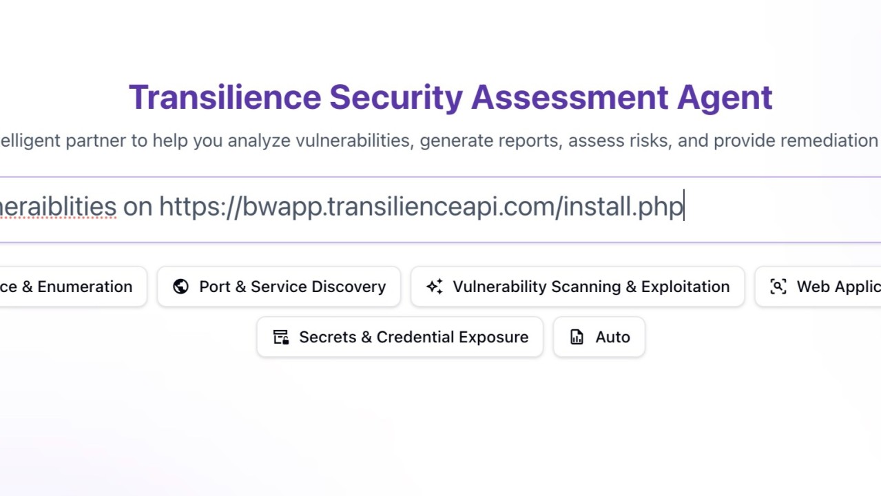 Web App Vulnerability Testing with Transilience AI PenTest Agent
